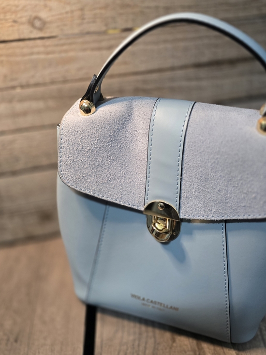 Viola Castellani Handbags - Viola Castellani light blue Italian leather bag.